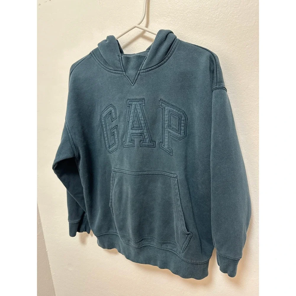 GAP Teen Blue Pullover‎ Hoodie Sweatshirt Classic Logo Pocket Casual Comfy